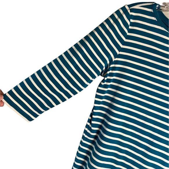 Talbots Green and White Striped Women's Size Large Long Sleeve Tee - Picture 6 of 11